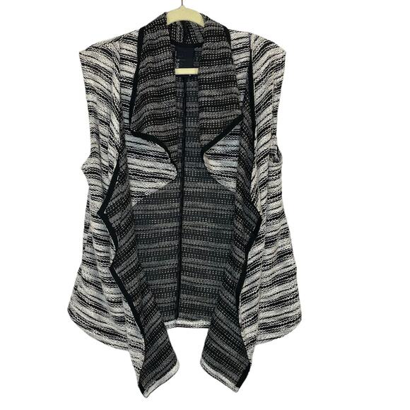 Anthropologie Dolan Size M Sweater Vest Cardigan Striped Waterfall Pockets USA - Picture 1 of 12